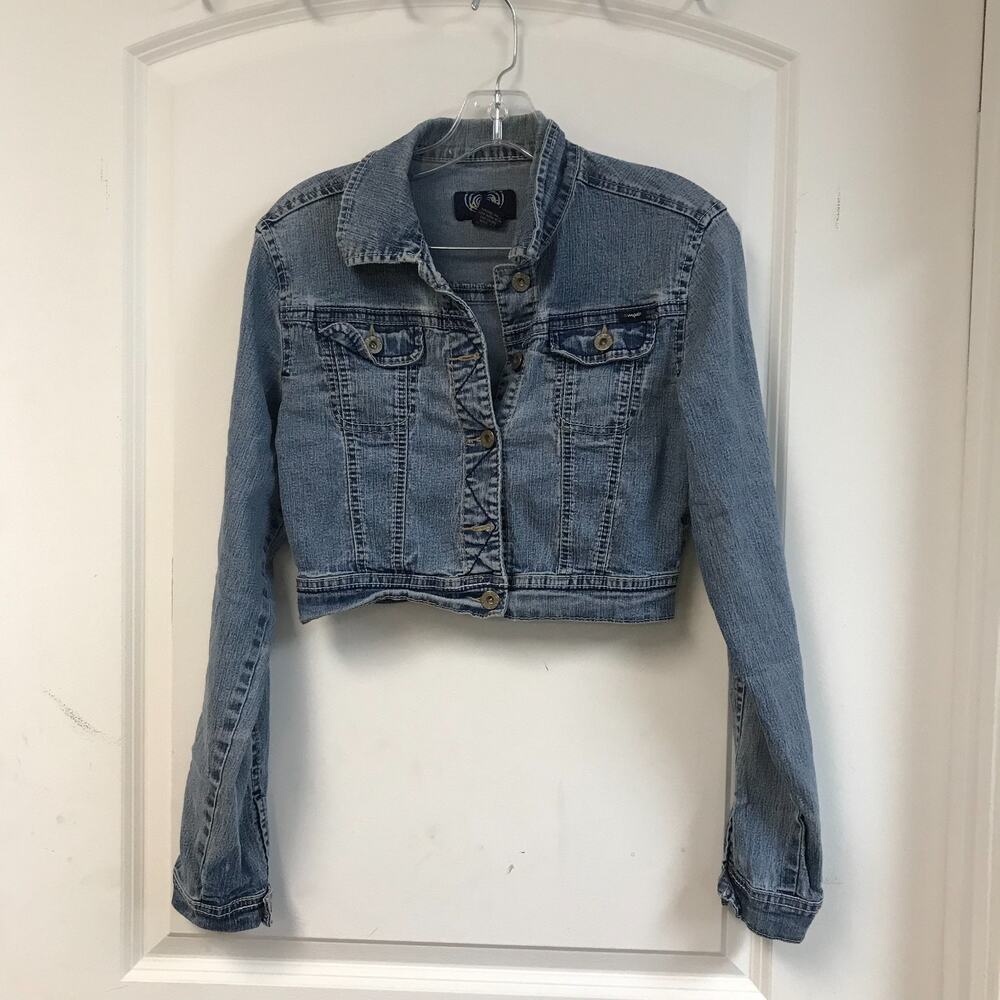 Vintage Women's Cropped Angels Jean Jacket Size M NOC3439